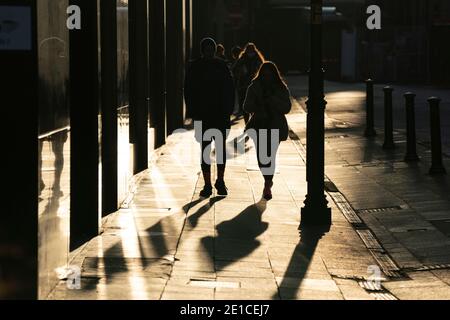 Manchester, Großbritannien. Januar 2021. Szenen im Zentrum von Manchester, als das Land in eine dritte nationale Sperre gegen das Coronavirus eintritt. Stockfoto