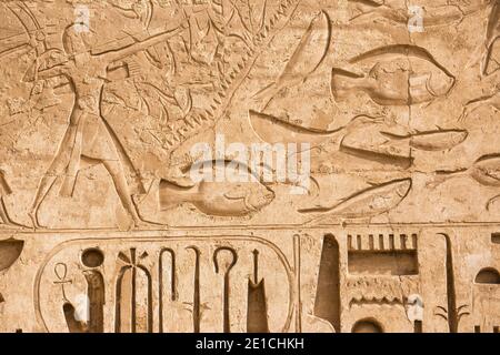 Ägypten, Luxor, Westjordanland, der Tempel von Ramesses 111 bei Medinet Habu, die Rückseite des Pylon 11 Stockfoto