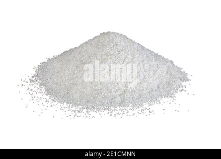 Hügel von Wanipigow White Sand auf weißem Hintergrund fotografiert. Stockfoto