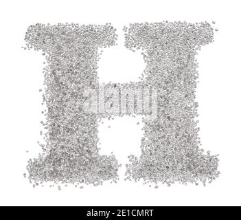 Serif Sand Letter Capital H mit einem weichen Rand fotografiert Auf weißem Hintergrund Stockfoto