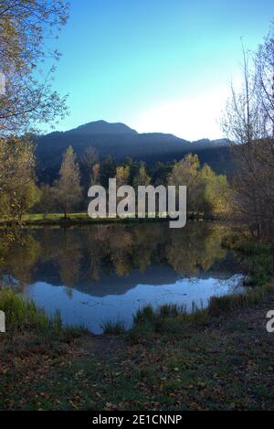 Schöner See in Balzers in Liechtenstein 17.11.2020 Stockfoto