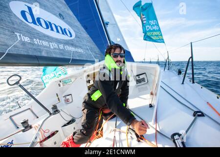 An Bord der Lift 40 ( Klasse 40 ) Black Mamba-Veedol mit dem Skipper Yoann Richomme Training für die Route du Rhum Destination Guadeloupe 2018. Die Li Stockfoto