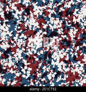 Nahtloses Blumenmuster in rot blau schwarz weiß Stockfoto