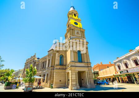 Fremantle, Western Australia - Jan 2, 2018: Fremantle Town Hall ist ein Rathaus an der Ecke der High, William und Adelaide Street und ist Teil von Stockfoto