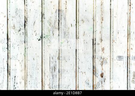 Vintage grungy weiß bemalt Natur Holz Zaun Planken mit alt Holzstruktur Stockfoto