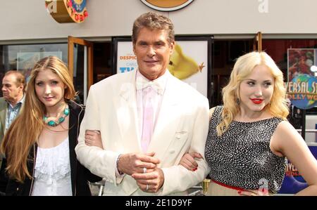 David Hasselhoff und die Töchter Taylor-Ann und Hayley kommen am 27. März 2011 zur Premiere von "HOP" on City Walk in den Universal Studios in Universal City, Los Angeles, Hollywood, CA, USA. Foto von Baxter/ABACAPRESS.COM Stockfoto