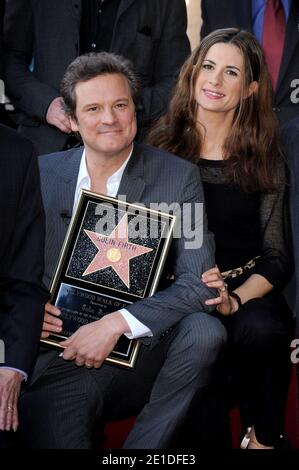 File photo - Colin Firth, posiert mit seiner Frau Livia Giuggioli, wird auf dem Hollywood Walk of Fame mit dem 2.429. Star geehrt. Los Angeles, 13. Januar 2011. Der britische Schauspieler Colin Firth und seine italienische Frau Livia haben sich nach 22 Jahren Ehe getrennt, so die Publizisten des Paares. Foto von Lionel Hahn/AbacaUsa.com Stockfoto