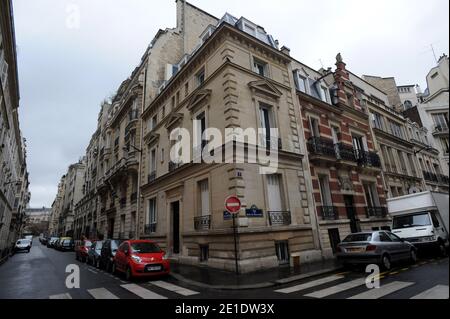 Das Pariser Herrenhaus der Tochter des ehemaligen tunesischen Präsidenten Ben Ali Nesrine Ben Ali und ihres Ehemannes Sakher El Materi wurde am 24. Januar 2011 im 16. Bezirk zwischen Avenue Foch und Avenue de la Grande-Armee, 17, Rue Le Sueur, in Paris, Frankreich, untergebracht. Foto von Pierre Meunie/ABACAPRESS.COM Stockfoto