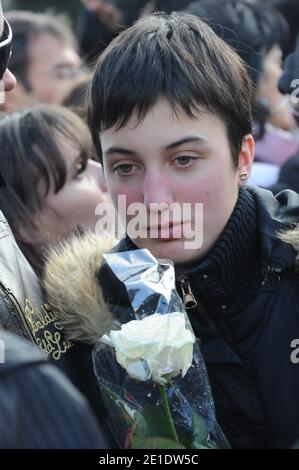 Jessica Perrais, soeur jumelle de Laetitia, lors d'une marche organizee en memoire de Laetitia Perrais a Pornic, France, le 24 janvier 2011. Foto von Mousse/ABACAPRESS.COM Stockfoto