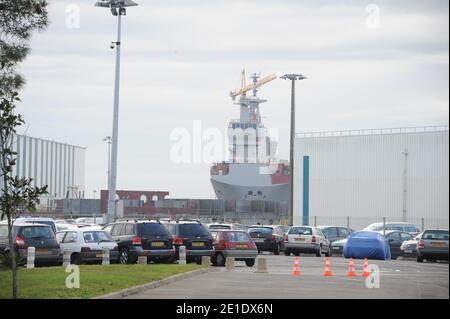 Ansicht der Saint-Nazaire STX Werft (Chantiers de l'Atlantique) in Saint-Nazaire, Frankreich am 25. Januar 2011. Foto von Mousse/ABACAPRESS.COM Stockfoto