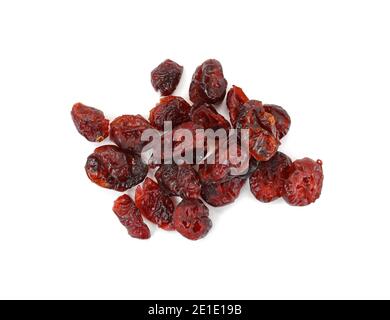 Getrocknete Preiselbeere isoliert auf weiß, Nahaufnahme Stockfoto