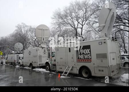 Rupert Murdoch hat am 2. Februar 2011 im Guggenheim Museum in New York City, NY, USA, seine neue iPad-Zeitung vorgestellt. Foto von ABACAUSA.COM Stockfoto