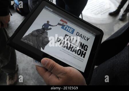 Rupert Murdoch hat am 2. Februar 2011 im Guggenheim Museum in New York City, NY, USA, seine neue iPad-Zeitung vorgestellt. Foto von ABACAUSA.COM Stockfoto