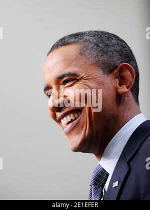 US-Präsident Barack Obama hält eine Pressekonferenz im South Court Auditorium am 15. Februar 2011 im Weißen Haus in Washington, DC, USA. Foto von Olivier Douliery/ABACAPRESS.COM Stockfoto