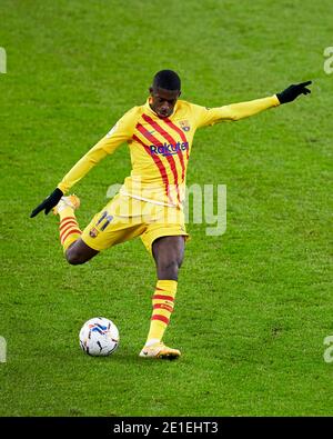 Bilbao, Spanien. Januar 2021, 06. Ousmane Dembele vom FC Barcelona in Aktion während des La Liga-Spiels zwischen Athletic Club Bilbao und FC Barcelona spielte im San Mames Stadium. Kredit: Ion Alcoba/Capturasport/Alamy Live Nachrichten Stockfoto