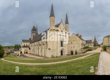 Die königliche Abtei unserer Lieben Frau von Fontevraud, ein ehemaliges Kloster im Loire-Tal, Frankreich Stockfoto