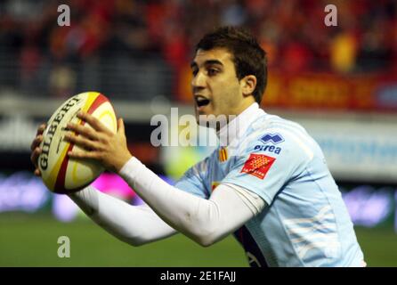 USA Perpignans Jerome Porical beim französischen Top 14 Rugby Spiel USAP gegen Bayonne im Aime Giral Stadion in Perpignan, Südfrankreich am 11. März 2011. USAP gewann 25-19. Foto von Michel Clementz/ABACAPRESS.COM Stockfoto