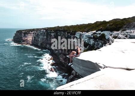 Blick auf das Meer an der australischen Küste am Kliff Stockfoto