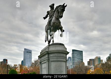 Boston Common George Washington Denkmal in Boston, Massachusetts. Stockfoto