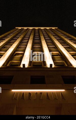 Niedrige Winkel Außenansicht des Prudential Gebäude, im Jahr 1933 gebaut und dann das höchste Gebäude in Europa, Warschau, Polen. Stockfoto