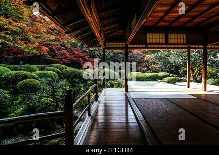 Shisendo Tempel, ein kleiner traditioneller Tempel im Norden von Kyoto, mit unberührtem Garten im Herbst, Japan. Stockfoto