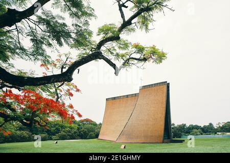 Außenansicht der Luce Memorial Chapel in Xitun, Taichung, Taiwan, auf dem Campus der Tunghai University vom Architekten I. M. Pei. Stockfoto