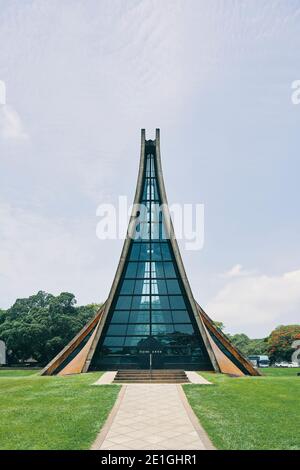 Außenansicht der Luce Memorial Chapel in Xitun, Taichung, Taiwan, auf dem Campus der Tunghai University vom Architekten I. M. Pei. Stockfoto