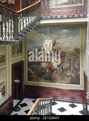 Louis Laguerre (1663-1721) und Assistenten - EINE militärische Begegnung auf einer Brücke, möglicherweise die Schlacht von Oudenard, 10. Juli 1708 Stockfoto