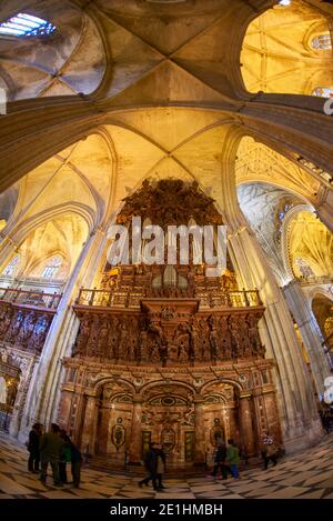 Sevilla, Andalusien, Spanien, Europa. Orgel in der Kathedrale von Sevilla auch als Kathedrale Santa Maria bekannt. Stockfoto