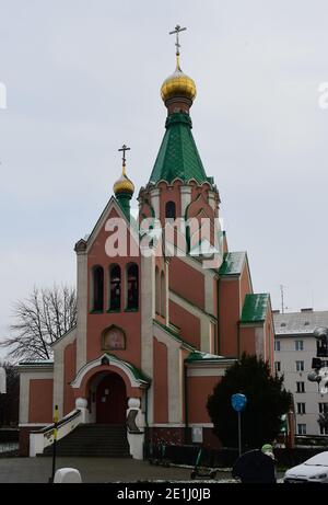 Olomouc, Tschechische Republik. Januar 2021. Orthodoxe Weihnachtsliturgie in der orthodoxen Kirche St. Gorazd in Olomouc, Tschechische Republik in der Nacht vom 6. Auf den 7. Januar 2021. Die orthodoxe Weihnachtsliturgie ist eine Analogie zur katholischen Mitternachtsmesse. Kredit: Ludek Perina/CTK Foto/Alamy Live Nachrichten Stockfoto