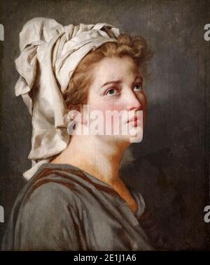 Jacques-Louis David, Junge Frau mit Turban, Porträtmalerei, um 1780 Stockfoto