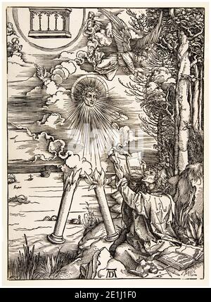 Albrecht Dürer, die Apokalypse: Johannes verschlingt das Buch, Holzschnitt, 1498 Stockfoto