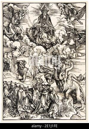 Albrecht Dürer, die Apokalypse: Das Tier mit zwei Hörnern wie ein Lamm, Holzschnitt, 1498 Stockfoto