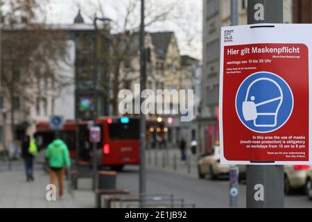 Die Stadt Bonn im Jahr 2020 - Zeichen einer Pandemie in der zweiten Welle Stockfoto