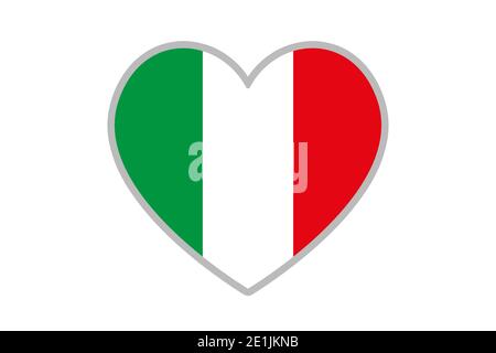 Italienische Flagge in Form eines Herzens. Reisen italienische Liebe Herz Ikone. Liebe Italien Flagge Symbol Illustration. Stockfoto