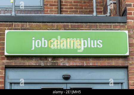 Jobcenter plus Schild, Großbritannien Stockfoto