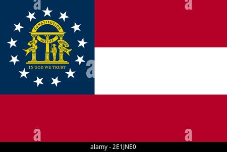 Offizielle große flache Flagge von Georgien US-Bundesstaat Horizontal Stockfoto