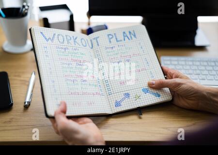 Workout Training Übungsplan Und Tageszeitplan Stockfoto