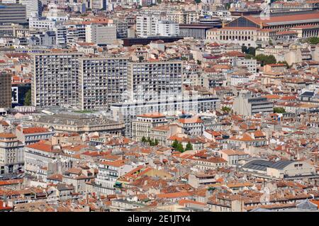 Blick auf Marseille von der Notre-Dame de la Garde, Marseille, Bouches-du-Rhône, Provence-Alpes-Côte d’Azur, Frankreich Stockfoto