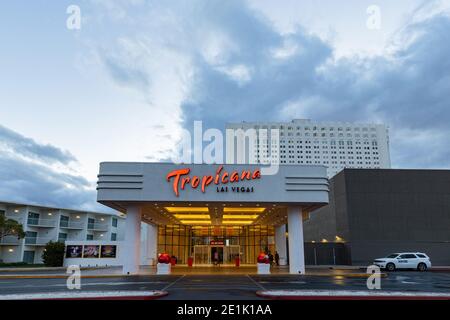 Las Vegas, 28. DEZEMBER 2020 - Eingang des Tropicana Las Vegas Stockfoto