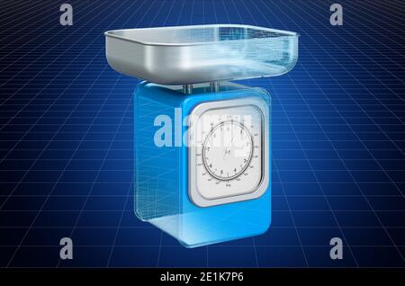 Visualisierung 3d-cad-Modell von Küchenwaagen, Blaupause. 3D-Rendering Stockfoto