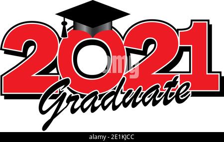 Red Class of 2021 Graduate Graphic Stockfoto