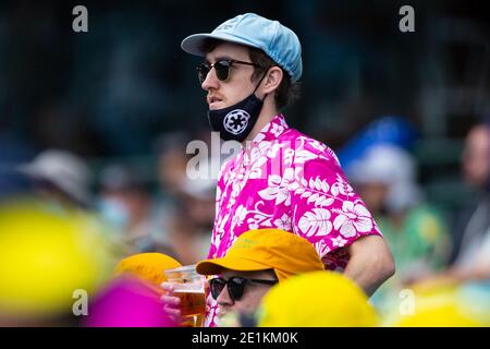 Sydney, Australien. Januar 2021. Fans beim 3. Internationalen Testspiel zwischen Australien und Indien am Sydney Cricket Ground, Sydney, Australien am 8. Januar 2021. Foto von Peter Dovgan. Nur redaktionelle Verwendung, Lizenz für kommerzielle Nutzung erforderlich. Keine Verwendung bei Wetten, Spielen oder Veröffentlichungen einzelner Vereine/Vereine/Spieler. Kredit: UK Sports Pics Ltd/Alamy Live Nachrichten Stockfoto