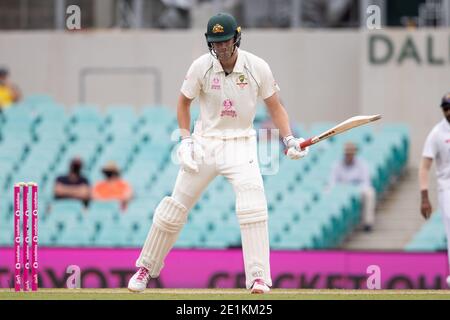 Sydney, Australien. Januar 2021. Cameron Green aus Australien beim 3. Internationalen Testspiel zwischen Australien und Indien am Sydney Cricket Ground, Sydney, Australien am 8. Januar 2021. Foto von Peter Dovgan. Nur redaktionelle Verwendung, Lizenz für kommerzielle Nutzung erforderlich. Keine Verwendung bei Wetten, Spielen oder Veröffentlichungen einzelner Vereine/Vereine/Spieler. Kredit: UK Sports Pics Ltd/Alamy Live Nachrichten Stockfoto