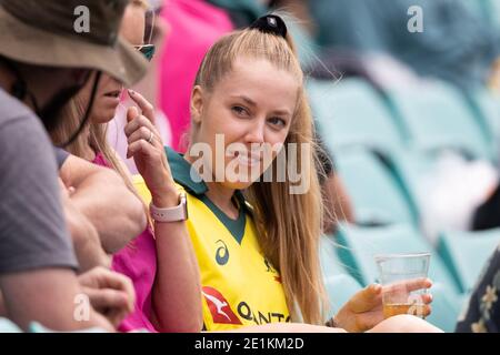 Sydney, Australien. Januar 2021. Ein Fan beim 3. Internationalen Testspiel zwischen Australien und Indien am Sydney Cricket Ground, Sydney, Australien am 8. Januar 2021. Foto von Peter Dovgan. Nur redaktionelle Verwendung, Lizenz für kommerzielle Nutzung erforderlich. Keine Verwendung bei Wetten, Spielen oder Veröffentlichungen einzelner Vereine/Vereine/Spieler. Kredit: UK Sports Pics Ltd/Alamy Live Nachrichten Stockfoto
