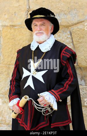 Offizier des Ordens von St. John in Fort Saint Elmo in Valletta, Malta Stockfoto