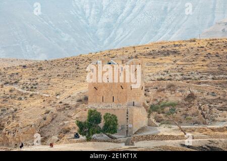 Die Heilige Lavra von Saint Sabbas, in Syrisch als Mar Saba bekannt ist ein griechisch-orthodoxes Kloster mit Blick auf das Kidron-Tal an einem Punkt auf halbem Weg zwischen dem Stockfoto