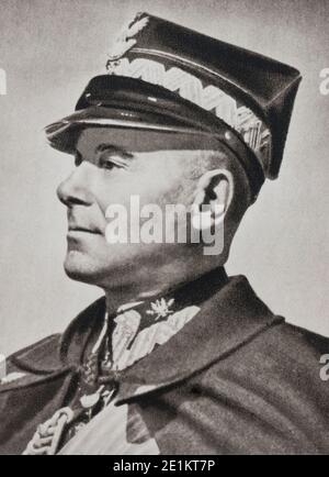 Portrait von Marschall Edward Rydz-Smig ły (1886 - 1941), war ein polnischer Politiker und Staatsmann, Marschall von Polen und Oberbefehlshaber der bewaffneten f Stockfoto