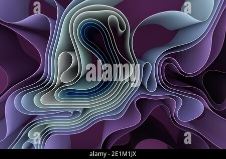 Abstrakte Wellenoberfläche Hintergrund 3d-Illustration in coolen Farben Stockfoto