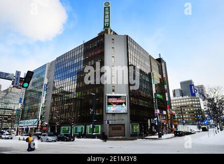 Das moderne Stadtzentrum von Sapporo, Japan. Stockfoto